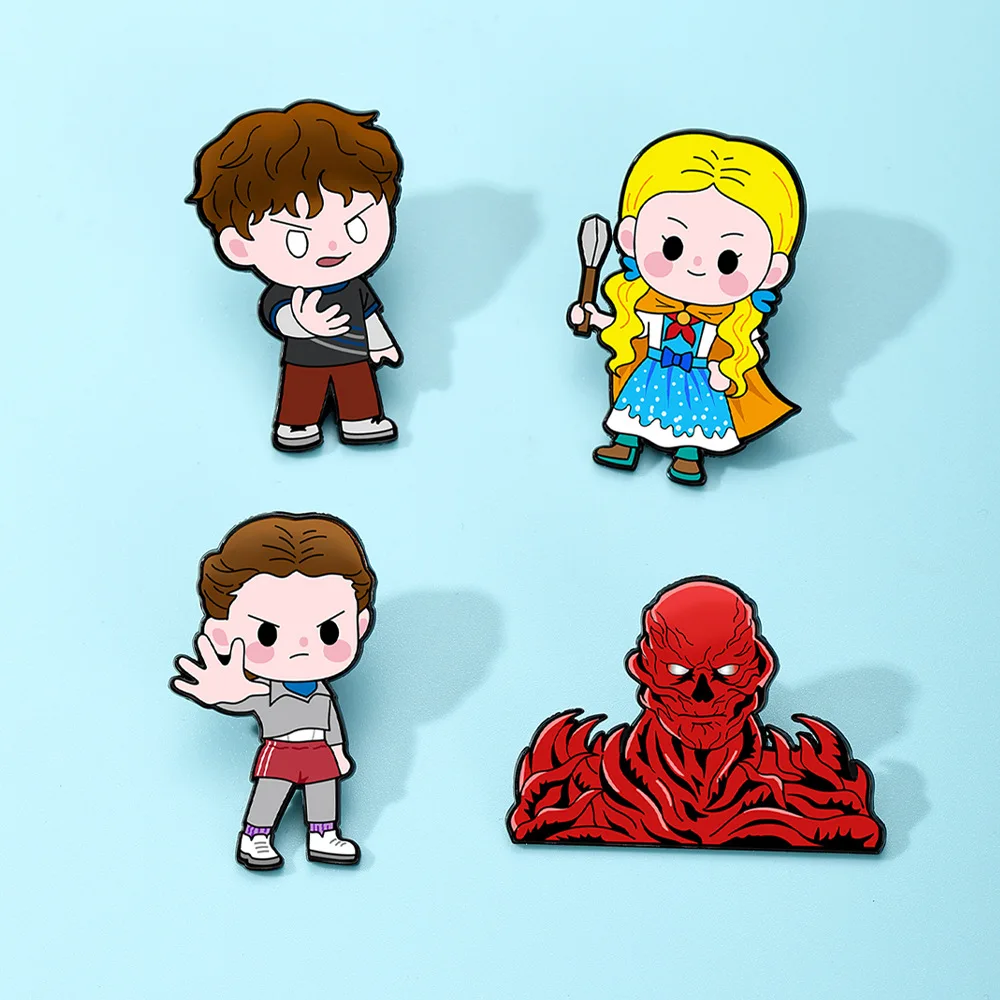 9Pcs Horror Character Demogorgon Cannibal Flower Enamel Pins Cartoon Eleven Robin Lapel Brooch Badge For Collectible Gift
