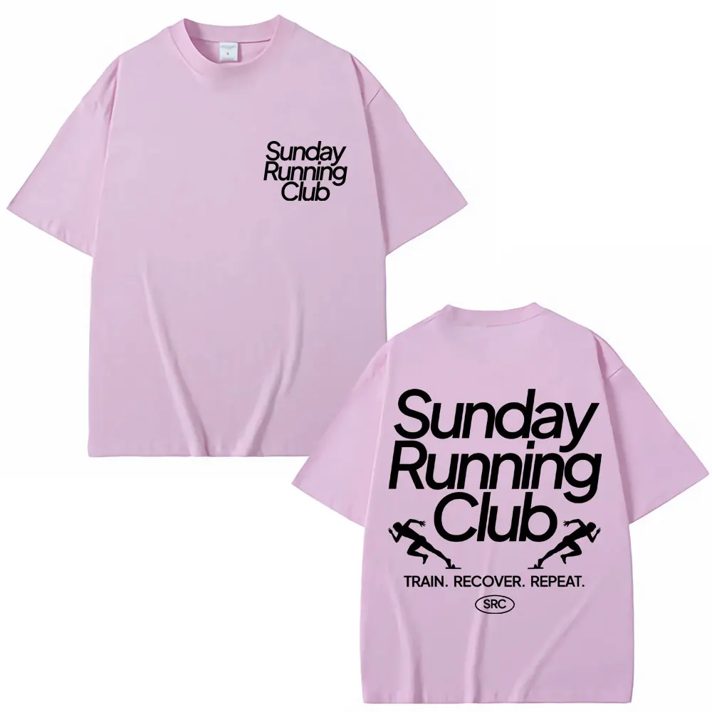 Sunday Running Club Graphic T-Shirt Men Women Sport Trendy Novelty T Shirt Oversized Pure Cotton Casual T Shirts Streetwear Male