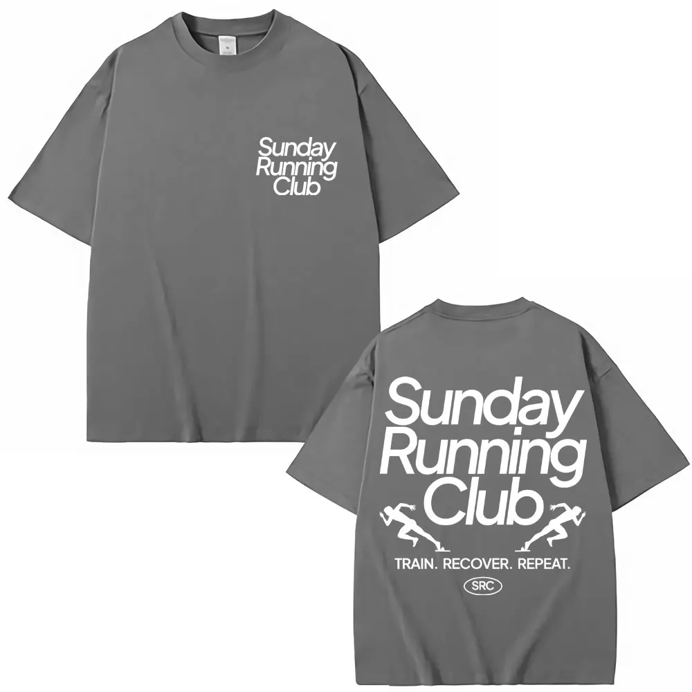 Sunday Running Club Graphic T-Shirt Men Women Sport Trendy Novelty T Shirt Oversized Pure Cotton Casual T Shirts Streetwear Male