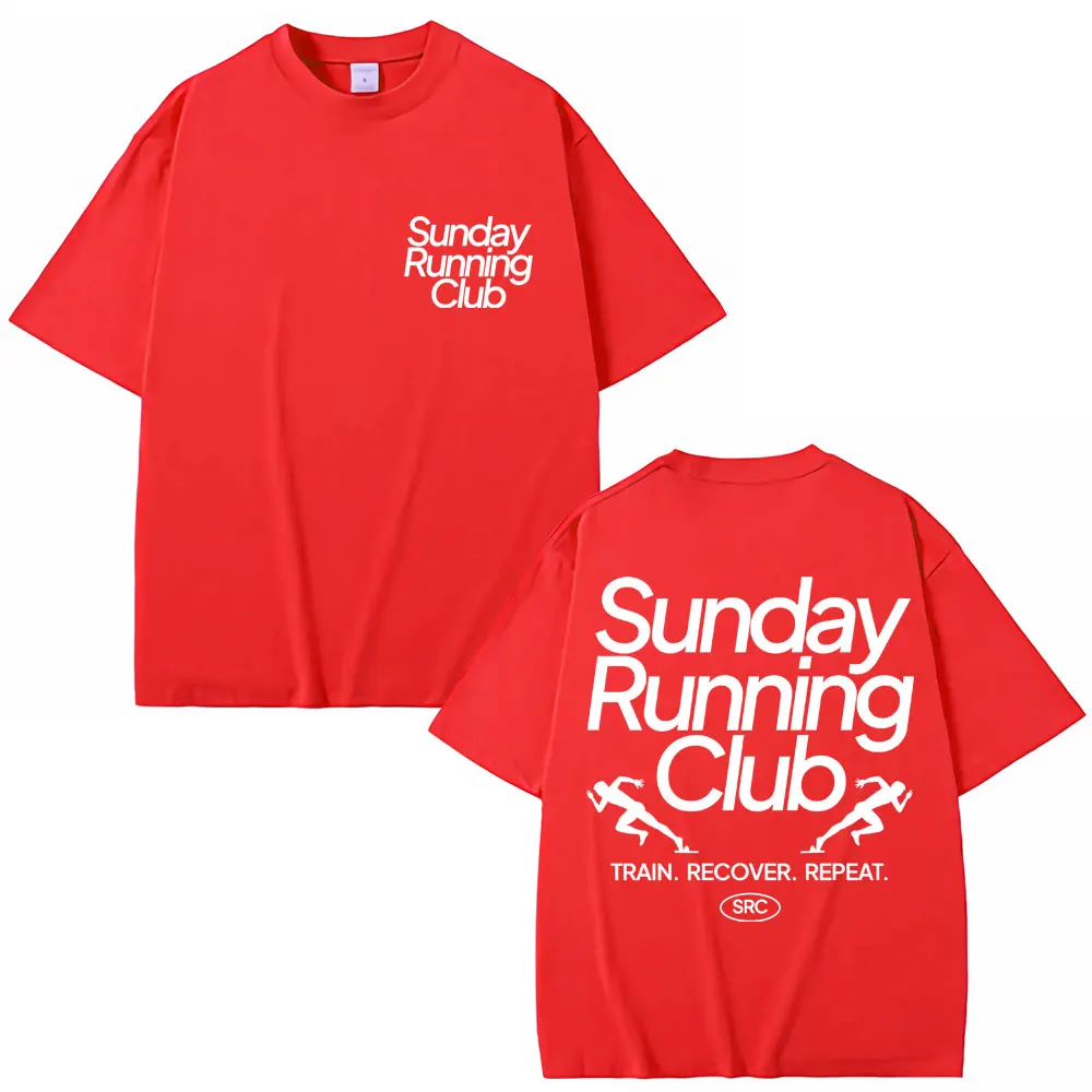 Sunday Running Club Graphic T-Shirt Men Women Sport Trendy Novelty T Shirt Oversized Pure Cotton Casual T Shirts Streetwear Male