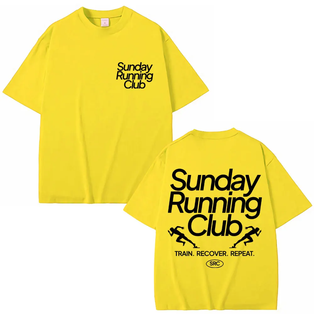 Sunday Running Club Graphic T-Shirt Men Women Sport Trendy Novelty T Shirt Oversized Pure Cotton Casual T Shirts Streetwear Male