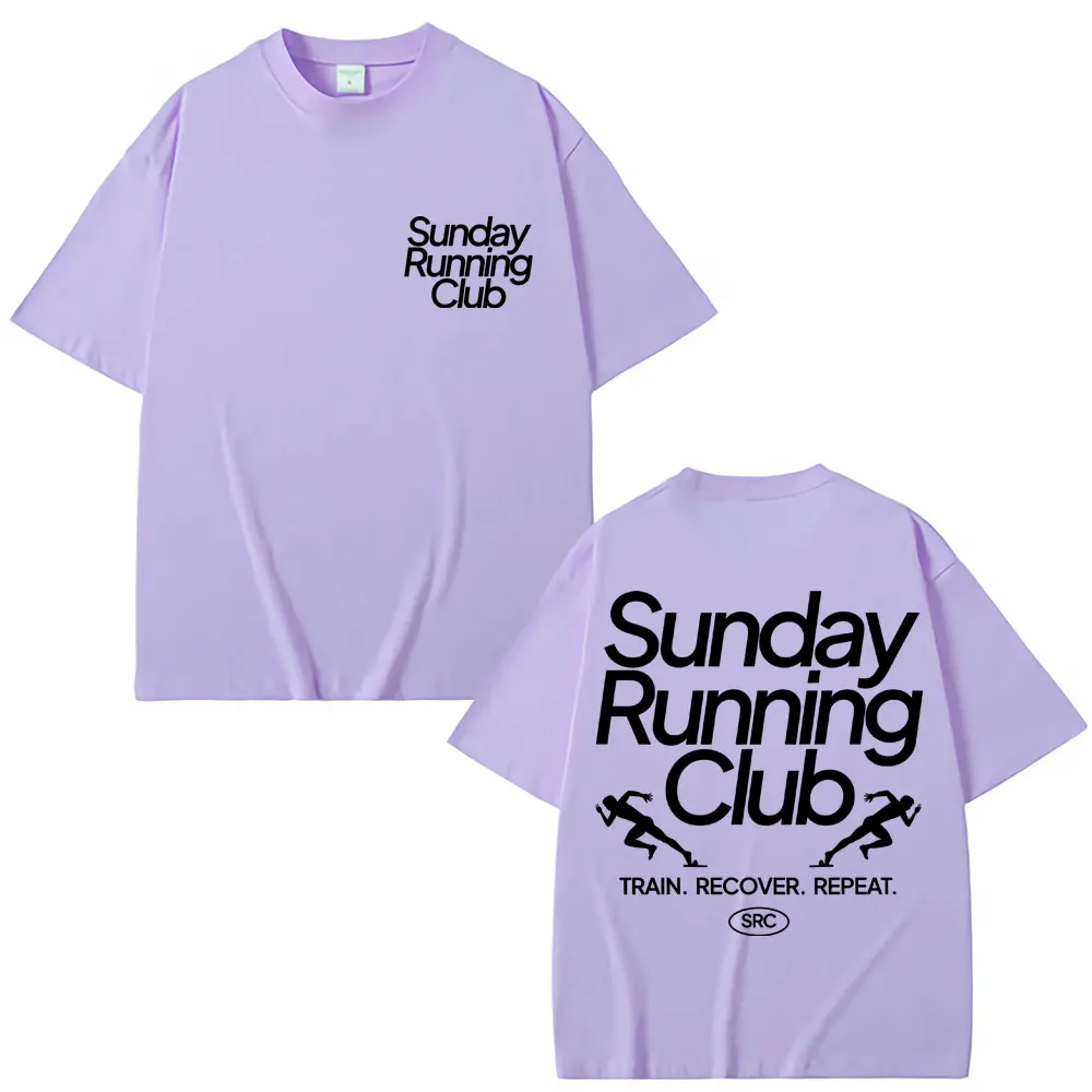 Sunday Running Club Graphic T-Shirt Men Women Sport Trendy Novelty T Shirt Oversized Pure Cotton Casual T Shirts Streetwear Male