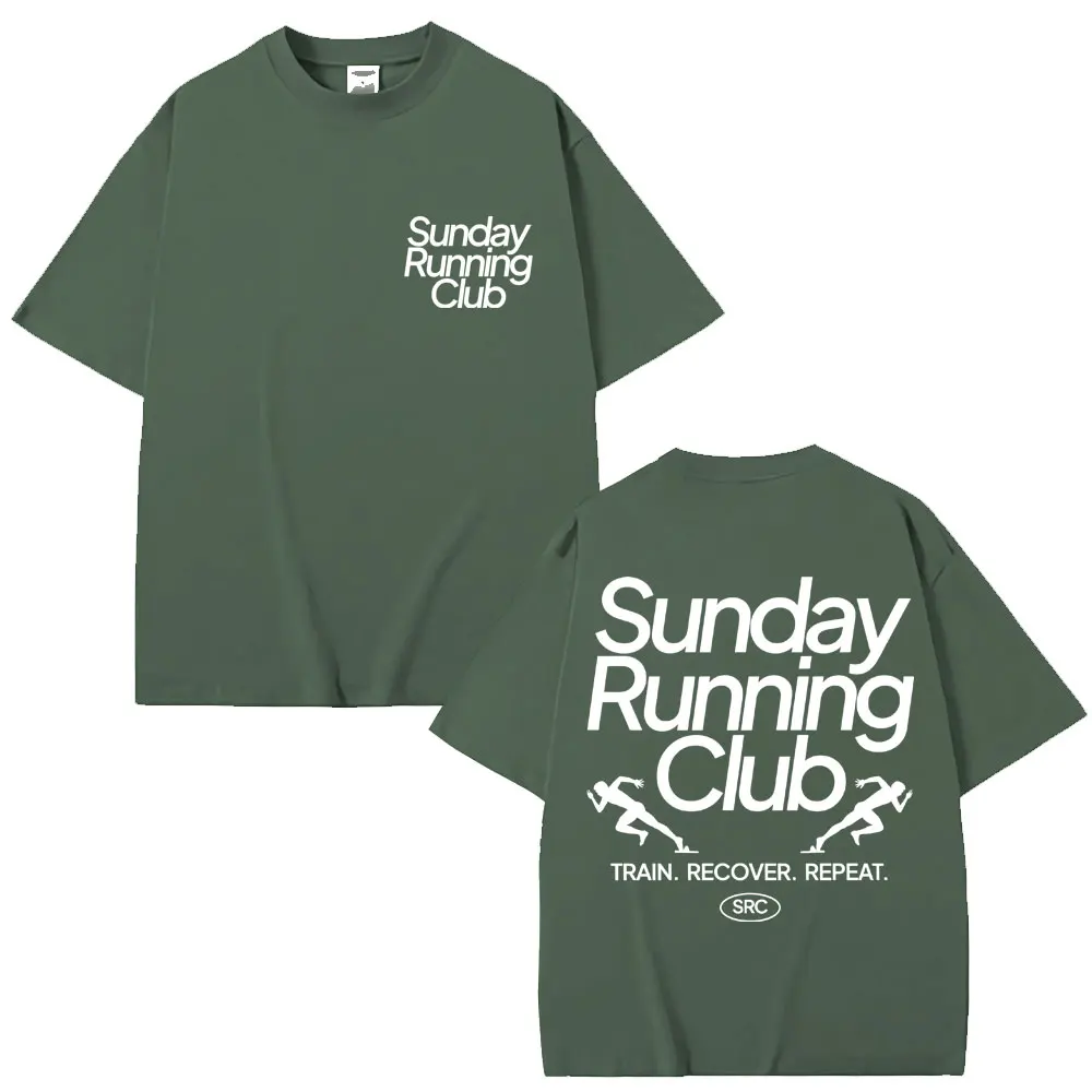Sunday Running Club Graphic T-Shirt Men Women Sport Trendy Novelty T Shirt Oversized Pure Cotton Casual T Shirts Streetwear Male