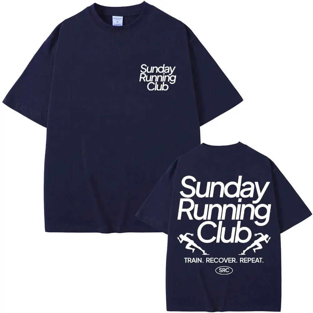 Sunday Running Club Graphic T-Shirt Men Women Sport Trendy Novelty T Shirt Oversized Pure Cotton Casual T Shirts Streetwear Male