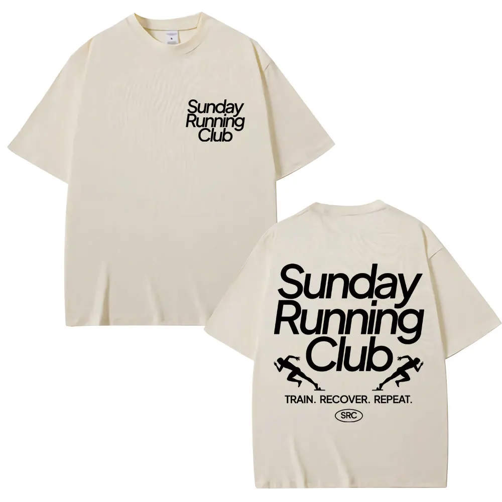 Sunday Running Club Graphic T-Shirt Men Women Sport Trendy Novelty T Shirt Oversized Pure Cotton Casual T Shirts Streetwear Male