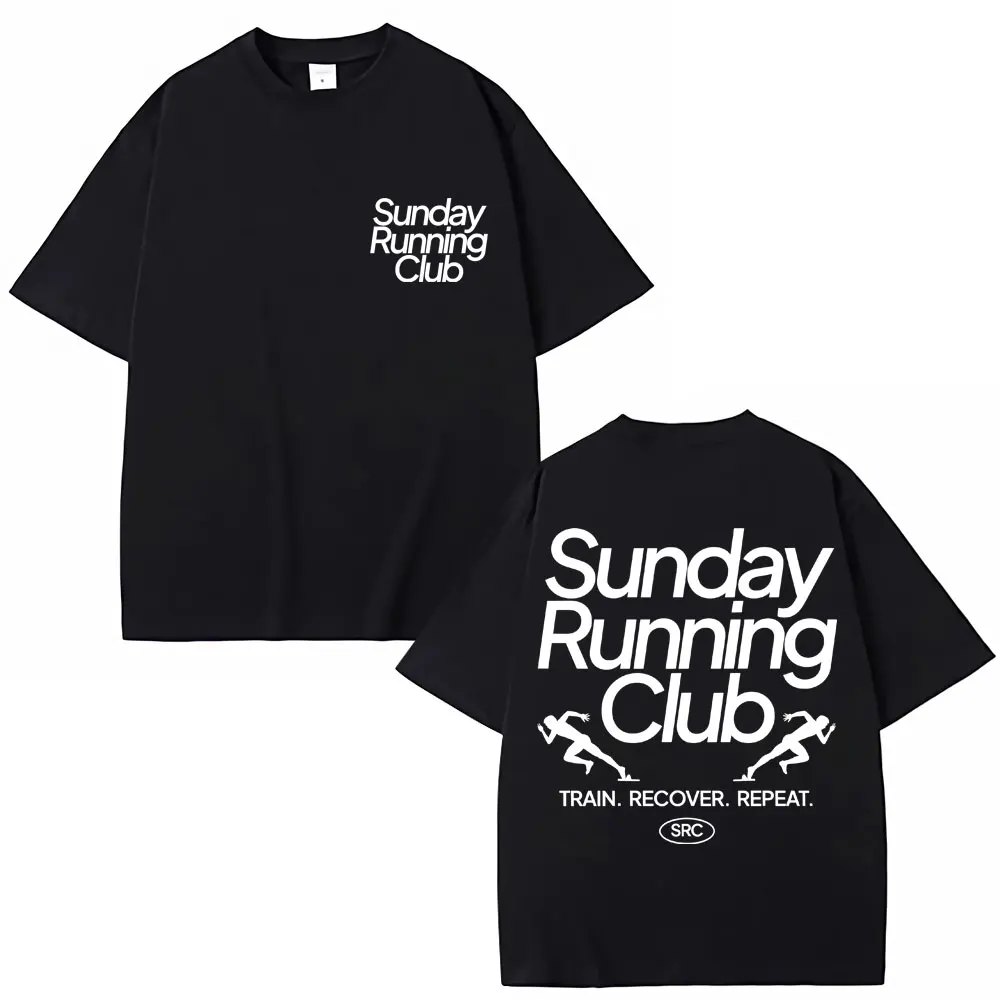 Sunday Running Club Graphic T-Shirt Men Women Sport Trendy Novelty T Shirt Oversized Pure Cotton Casual T Shirts Streetwear Male
