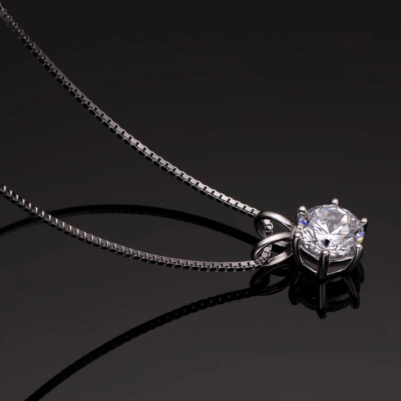 Rrjzz Certified 0.5-5CT D Color Round Moissanite Diamond Pendant Necklace Solitaire Lab Diamond GRA Necklaces for Women Jewelry