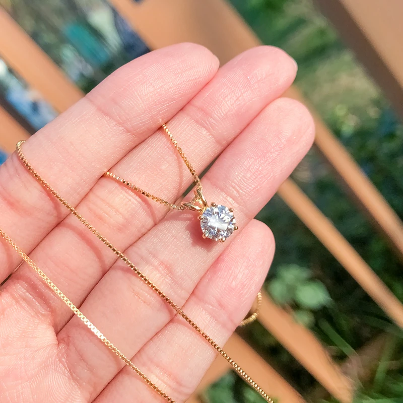 Rrjzz Certified 0.5-5CT D Color Round Moissanite Diamond Pendant Necklace Solitaire Lab Diamond GRA Necklaces for Women Jewelry