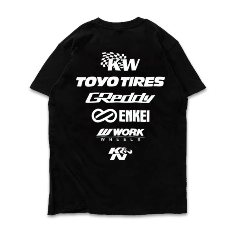 2026 New Japanese Modified Car Short Sleeve T-Shirt JDM Evolution KN Posture Enkei Modification Attitude KW Cultural Pure Cotton