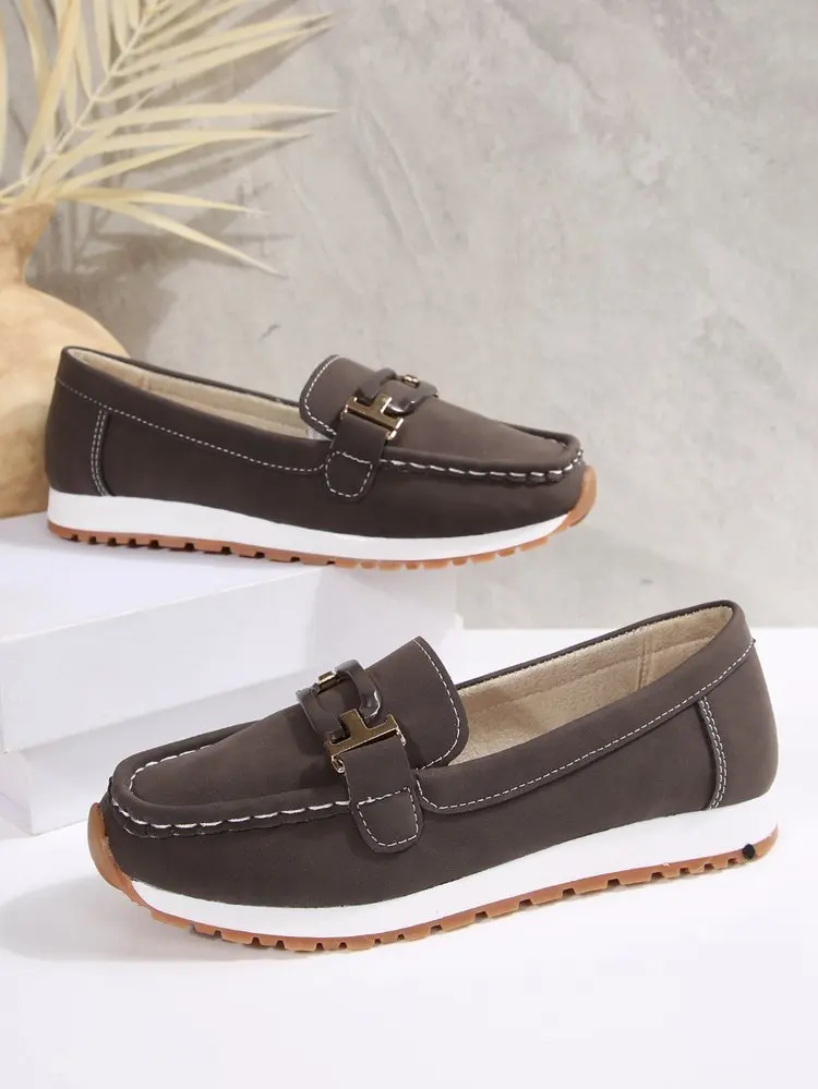 Spring New Women's Buckle Low-top Casual Shoes Fashion Round-toed Vulcanized Shoes Comfortable Slip-on Women's Flat Shoes