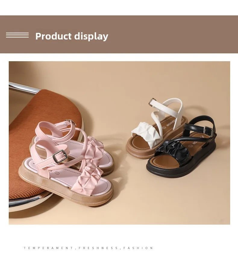 New Children's Sandals Summer Bowknot Girls Princess Causal Shoes Fashion Kids Soft Bottom Beach Flat Sandals Open-toe Versatile