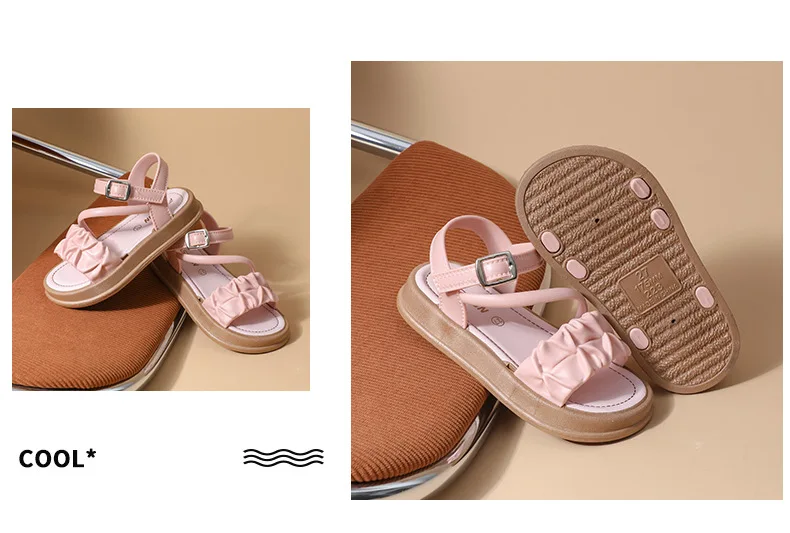 New Children's Sandals Summer Bowknot Girls Princess Causal Shoes Fashion Kids Soft Bottom Beach Flat Sandals Open-toe Versatile