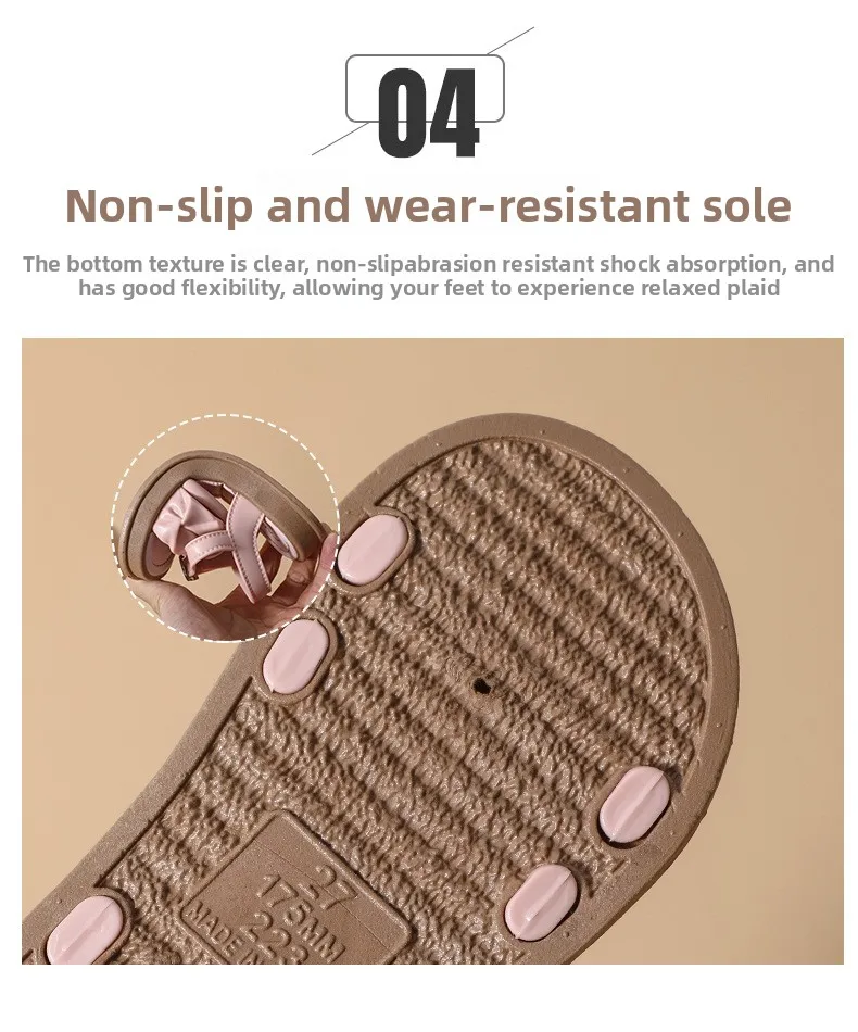 New Children's Sandals Summer Bowknot Girls Princess Causal Shoes Fashion Kids Soft Bottom Beach Flat Sandals Open-toe Versatile