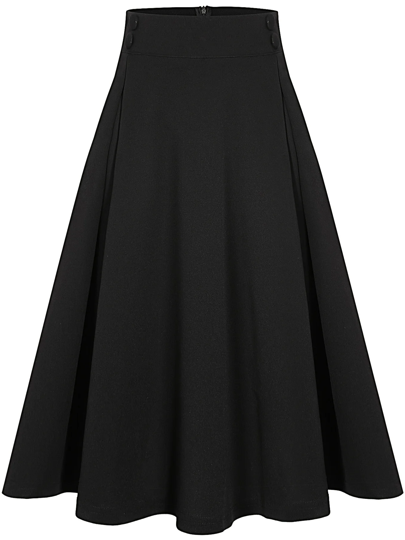 Women Wear to Work Swing Skirts for Women Elastic High Waist Button Front Knee Length Fit And Flare Pleated Skirt