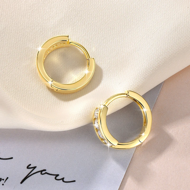 Lnngy Certified 2.5mm Moissanite Earrings 14K Gold Filled Hoop Earring For Women Temperament Versatile Female Jewelry Gift