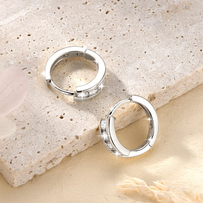 Lnngy Certified 2.5mm Moissanite Earrings 14K Gold Filled Hoop Earring For Women Temperament Versatile Female Jewelry Gift