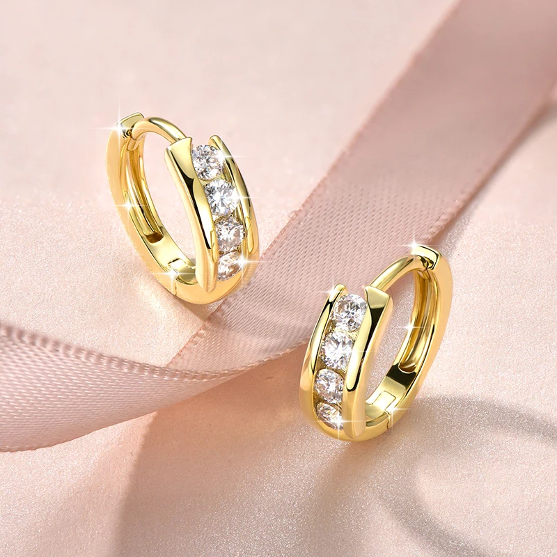Lnngy Certified 2.5mm Moissanite Earrings 14K Gold Filled Hoop Earring For Women Temperament Versatile Female Jewelry Gift