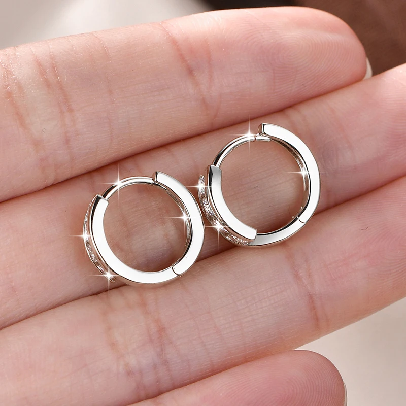 Lnngy Certified 2.5mm Moissanite Earrings 14K Gold Filled Hoop Earring For Women Temperament Versatile Female Jewelry Gift