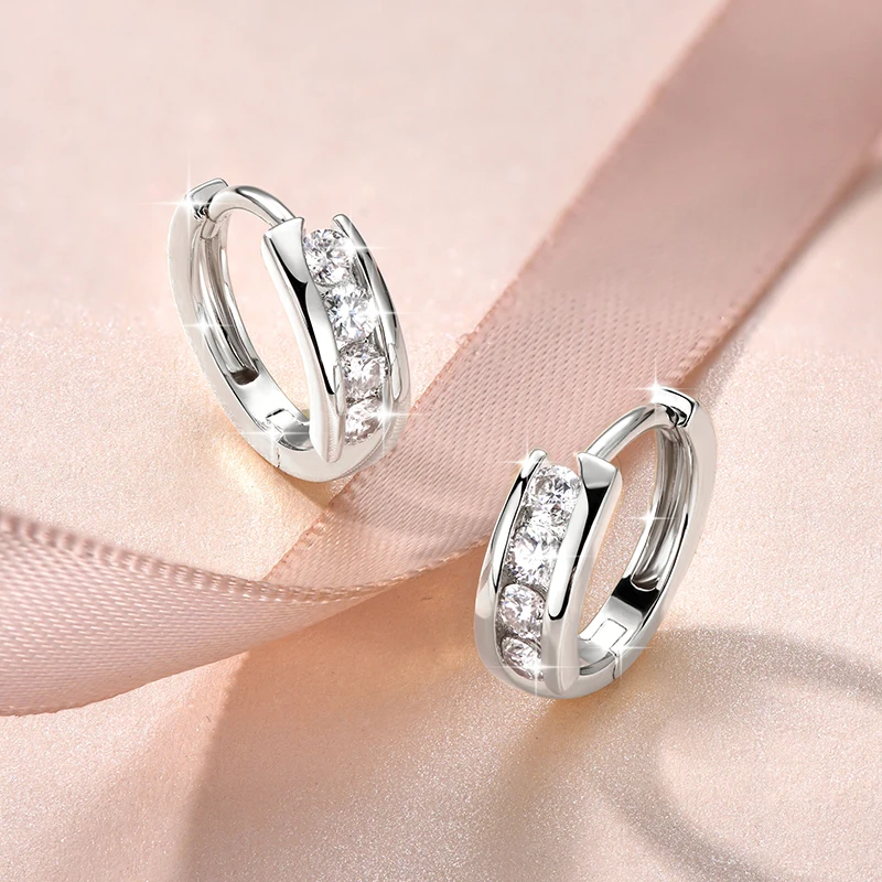 Lnngy Certified 2.5mm Moissanite Earrings 14K Gold Filled Hoop Earring For Women Temperament Versatile Female Jewelry Gift
