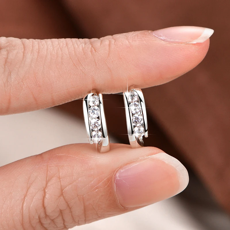 Lnngy Certified 2.5mm Moissanite Earrings 14K Gold Filled Hoop Earring For Women Temperament Versatile Female Jewelry Gift