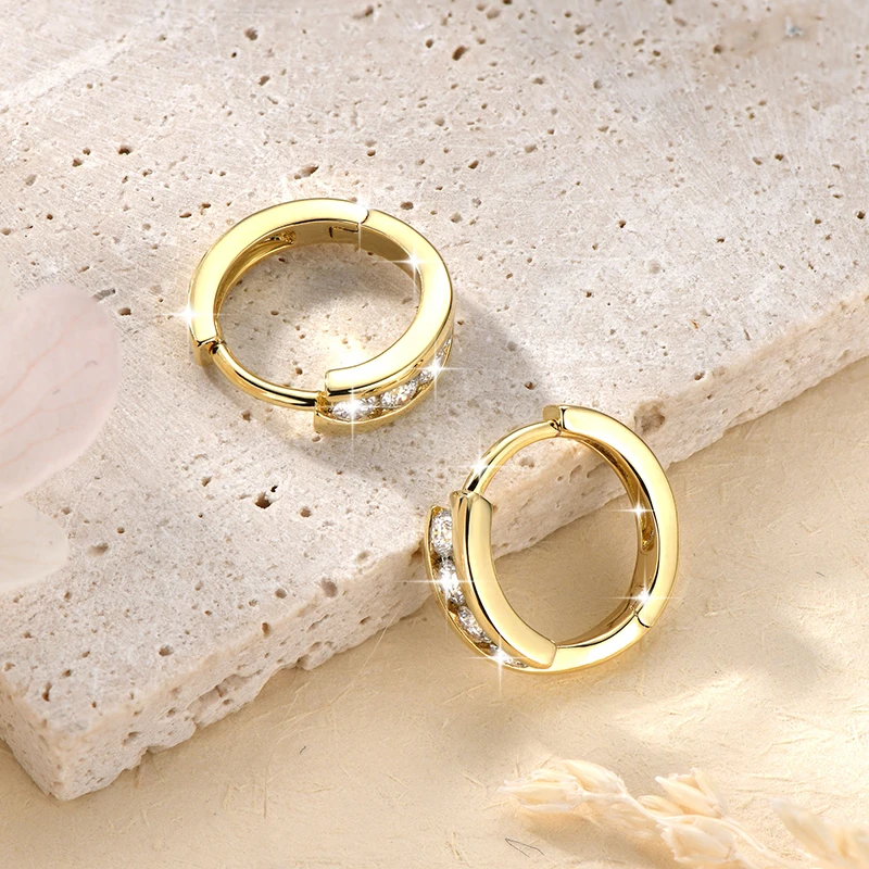 Lnngy Certified 2.5mm Moissanite Earrings 14K Gold Filled Hoop Earring For Women Temperament Versatile Female Jewelry Gift