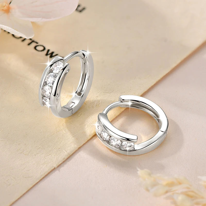 Lnngy Certified 2.5mm Moissanite Earrings 14K Gold Filled Hoop Earring For Women Temperament Versatile Female Jewelry Gift