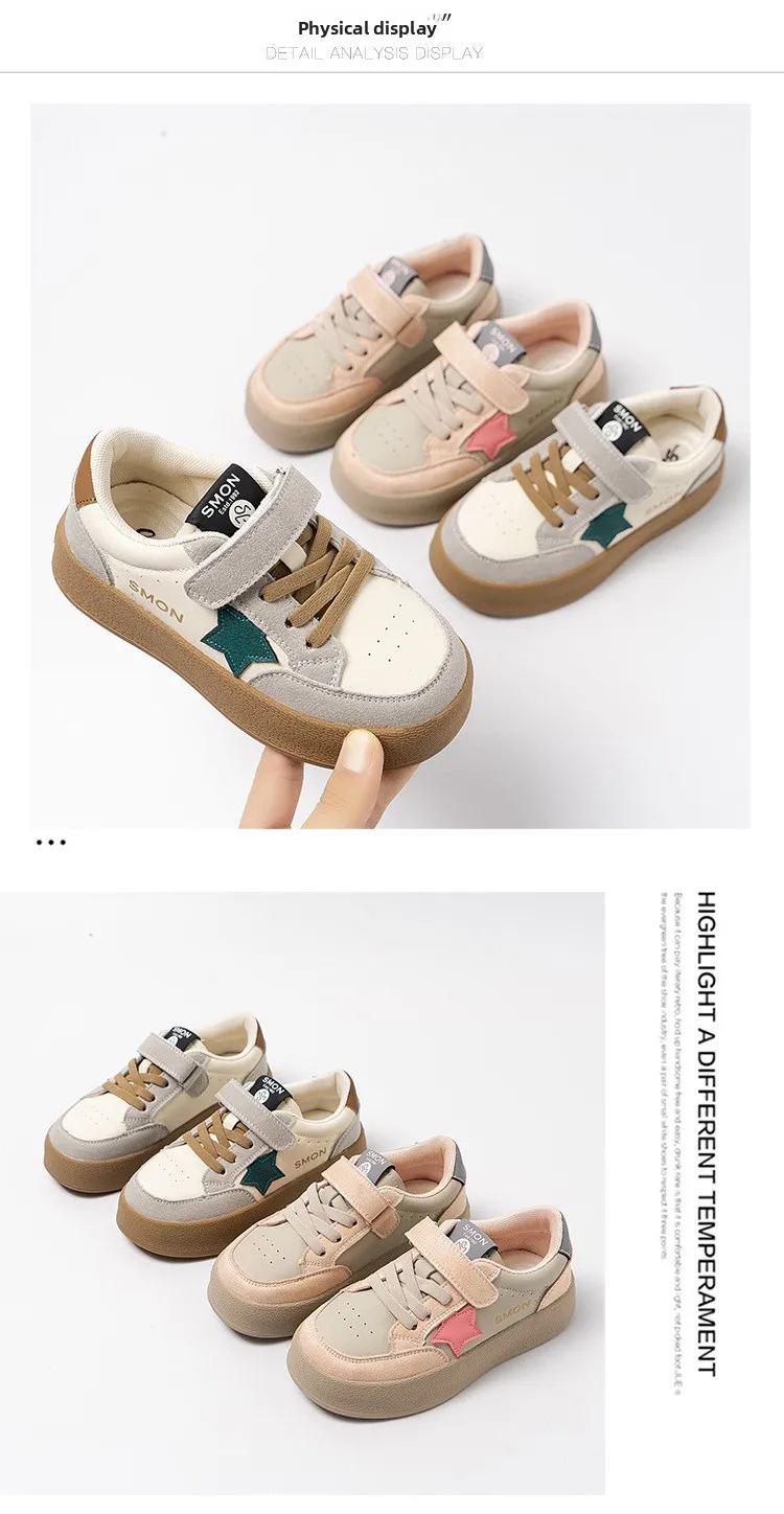 Girls Canvas Shoes Anti-slip Soft Bottom Velcro Children's Sneakers Trendy Elementary School Students Shoes Fall New Style