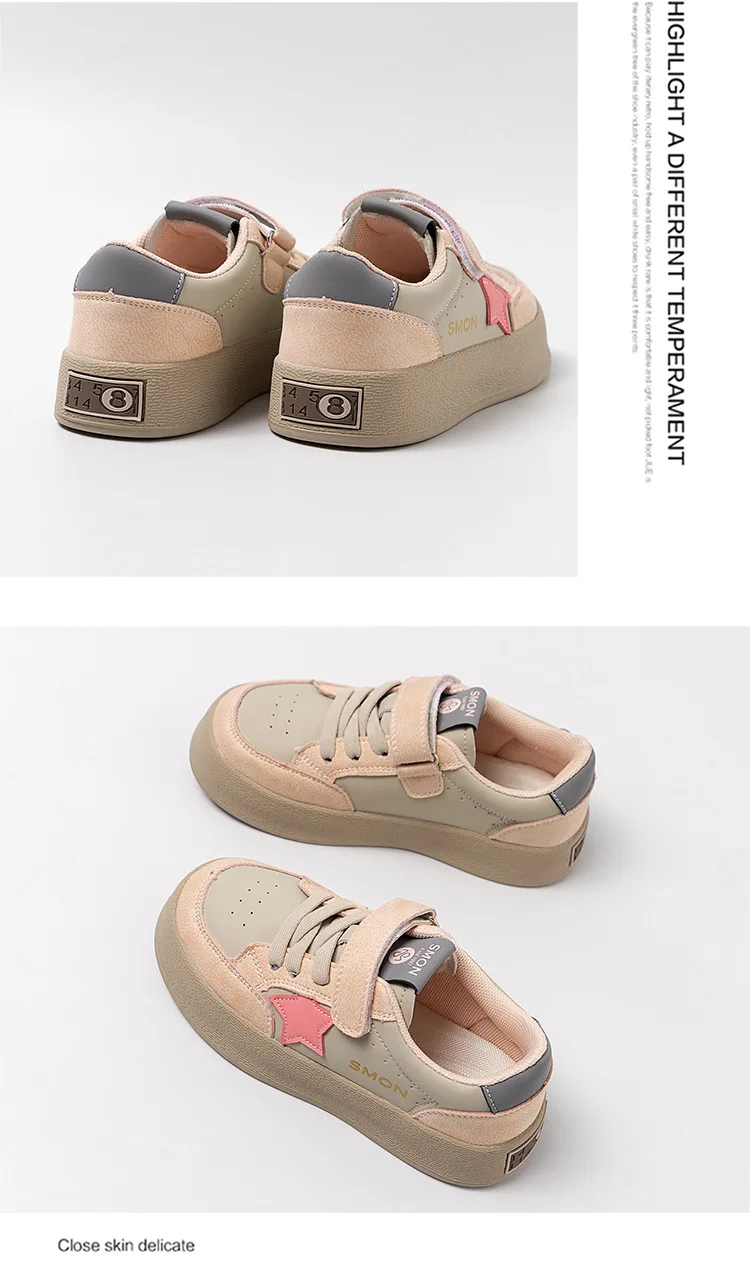 Girls Canvas Shoes Anti-slip Soft Bottom Velcro Children's Sneakers Trendy Elementary School Students Shoes Fall New Style
