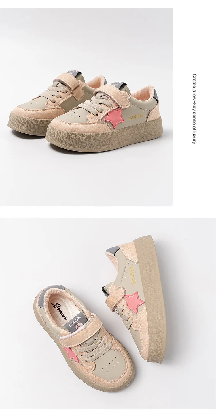 Girls Canvas Shoes Anti-slip Soft Bottom Velcro Children's Sneakers Trendy Elementary School Students Shoes Fall New Style