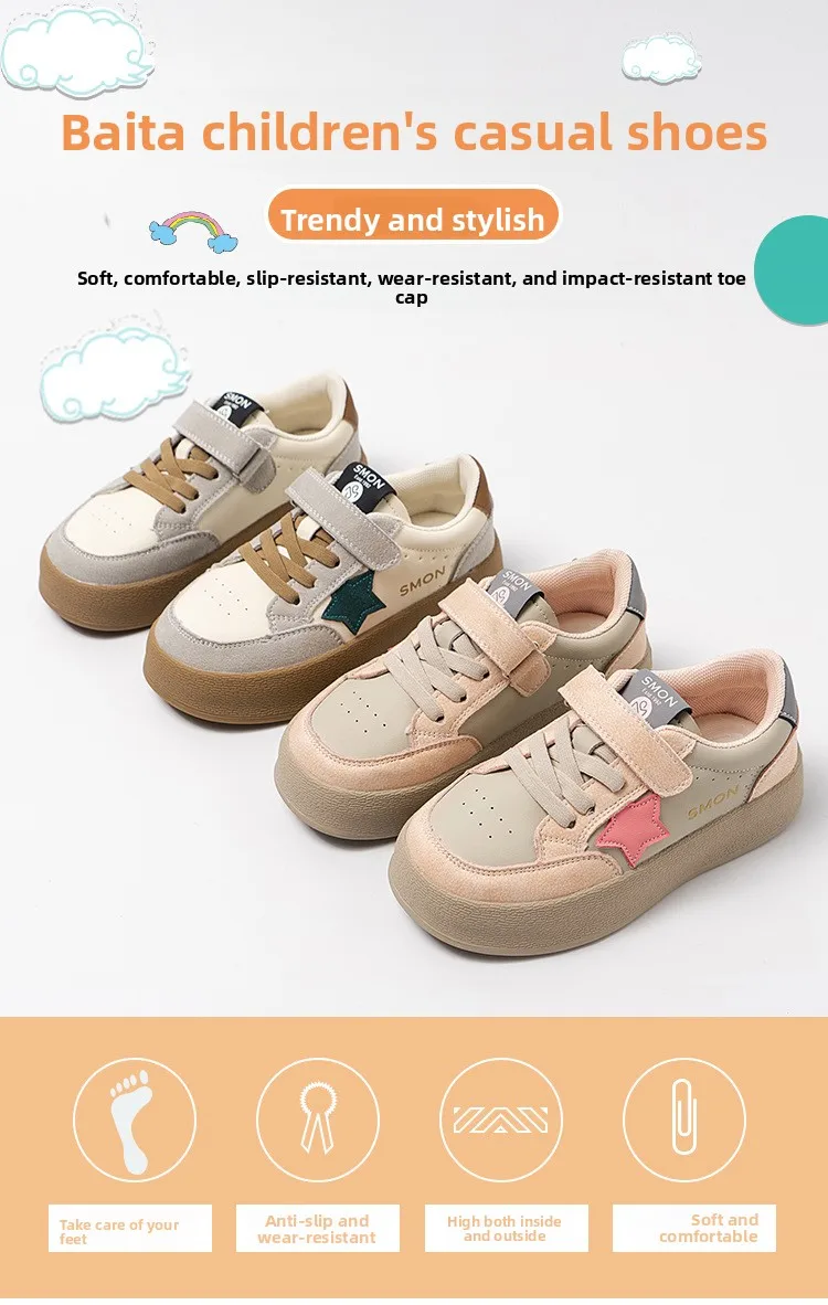 Girls Canvas Shoes Anti-slip Soft Bottom Velcro Children's Sneakers Trendy Elementary School Students Shoes Fall New Style