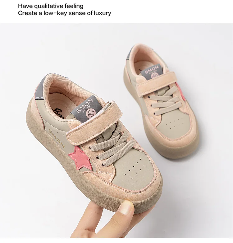 Girls Canvas Shoes Anti-slip Soft Bottom Velcro Children's Sneakers Trendy Elementary School Students Shoes Fall New Style