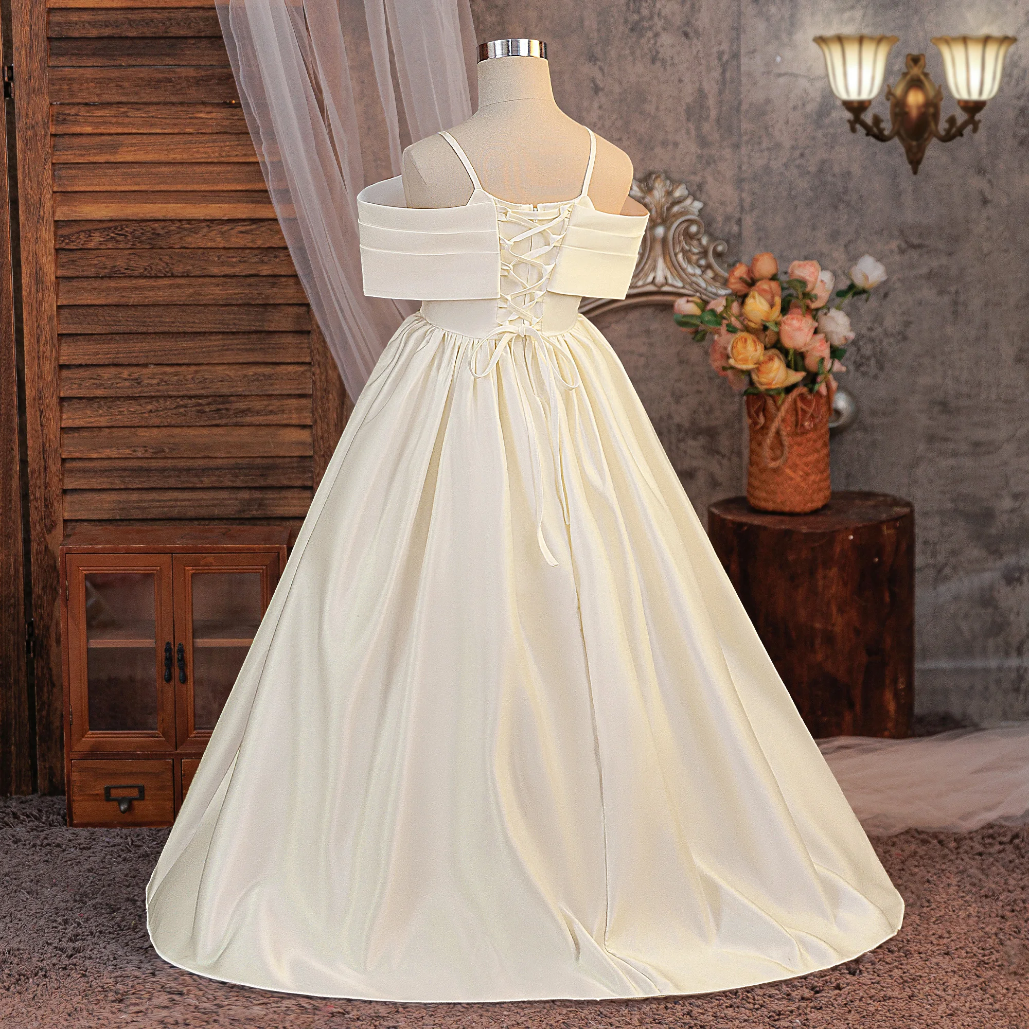 Elegant Fold Bridesmaids Party Girls Dress Formal Wedding Birthday Prom Gown Gala Girl Graduation Pageant Princess Evening Dress