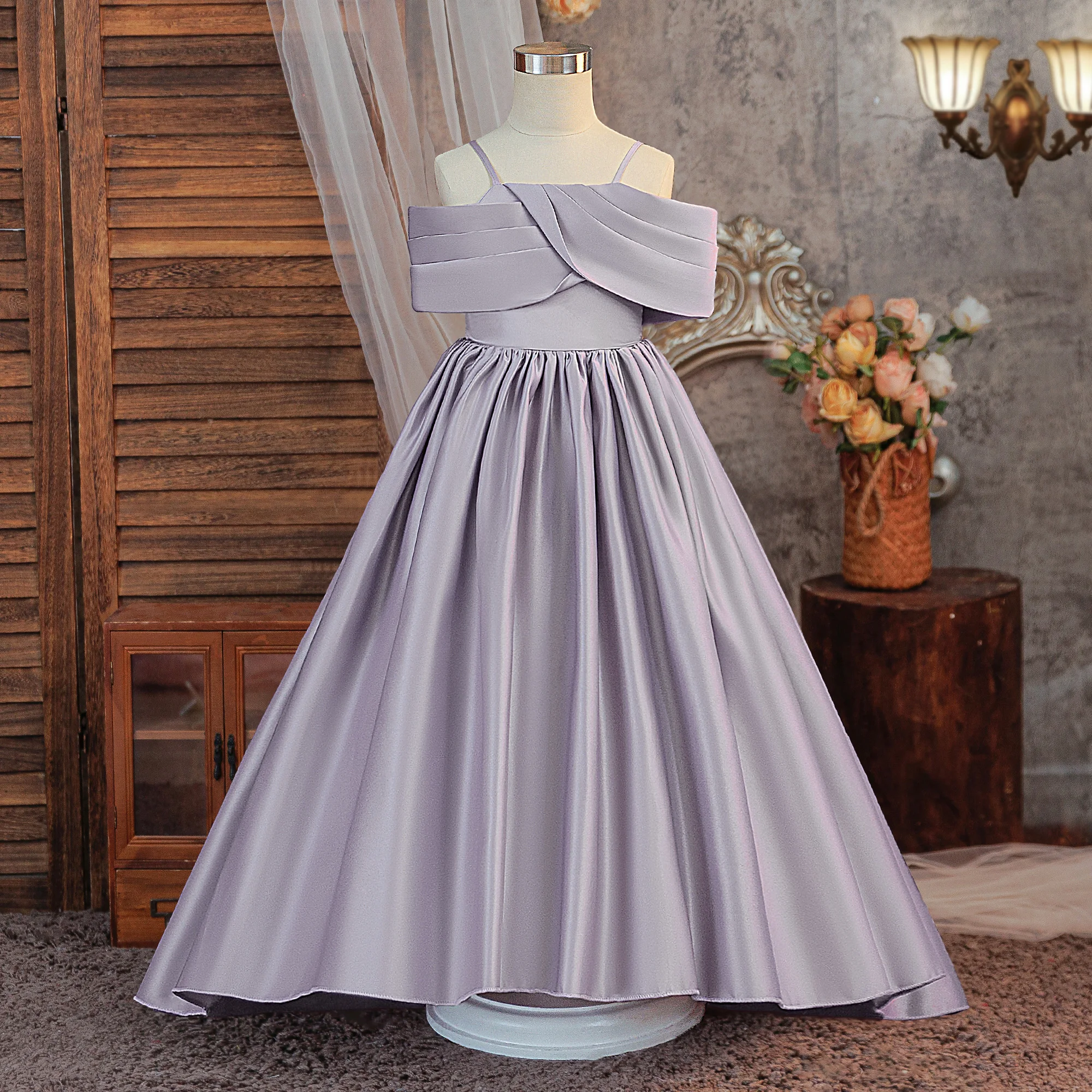 Elegant Fold Bridesmaids Party Girls Dress Formal Wedding Birthday Prom Gown Gala Girl Graduation Pageant Princess Evening Dress