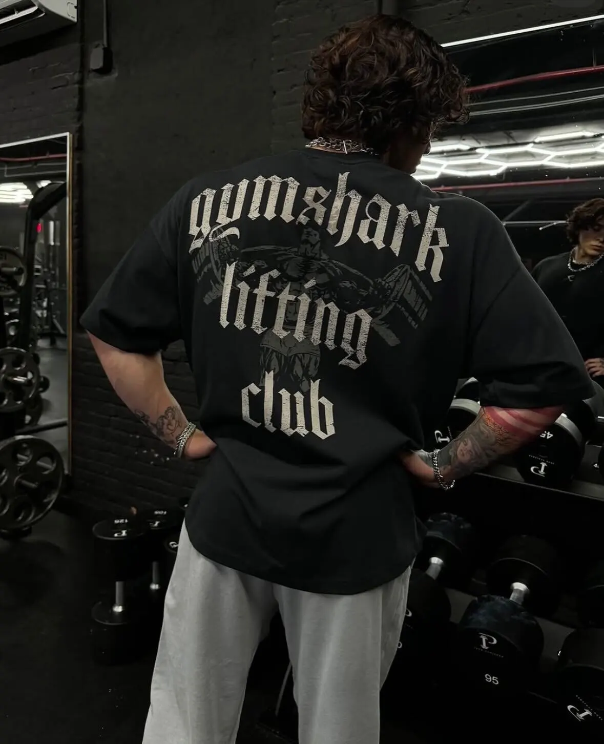 GYM American Fitness Training Suit Summer Sports Cotton Short Sleeve T-shirt Men Loose Fashion Print Shark