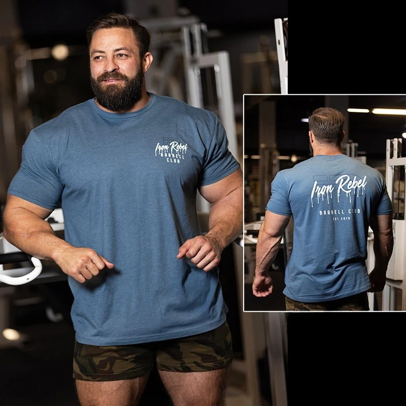 2026 GYM IR Fitness Short Sleeve Cuff Sports Stretch Sweat-absorbing Loose Hem Breathable American Muscular T-shirt Top