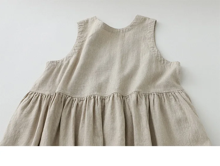 2026 New Women's Cotton Linen Sleeveless Dress Casual Button Down Loose Midi Dresses for Summer Women's Casual Dresses