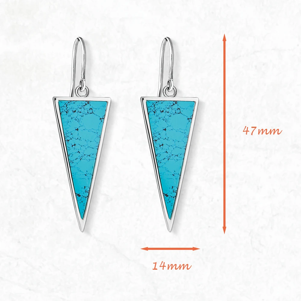 Triangle Turquoise Drop Earrings New Europe Style Fine Jewelry For Women Classic Gift In 925 Sterling Silver