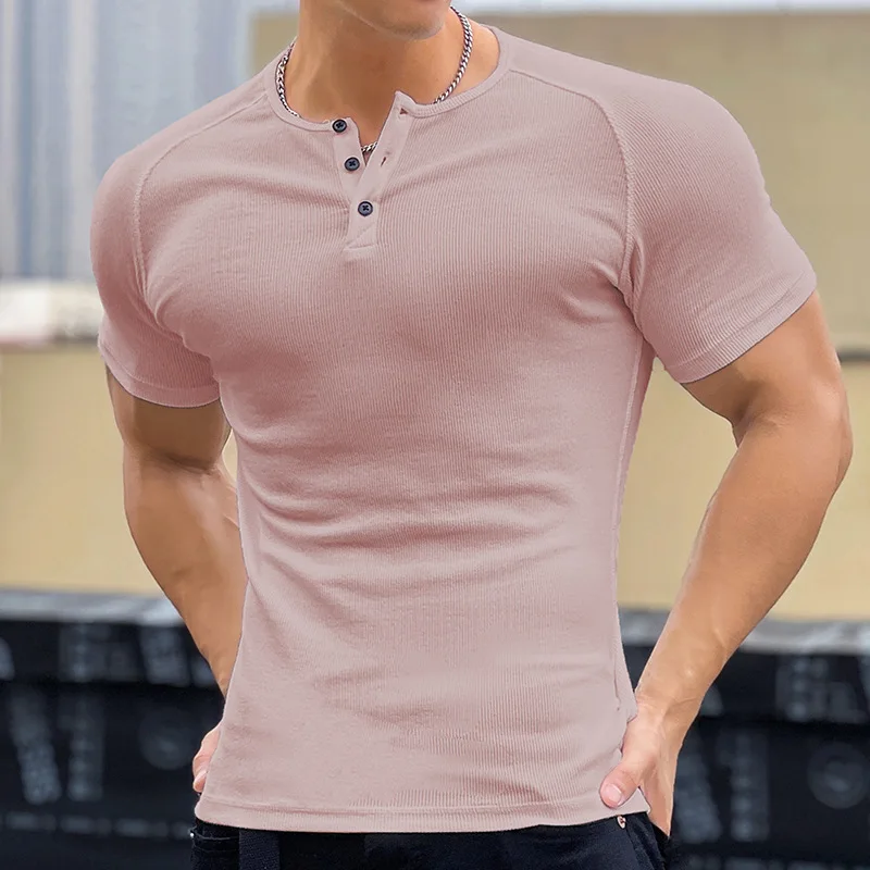 Men's Summer Quick Dry Tight Short Sleeve T-Shirt Gym Fitness Muscle Bodybuilding Training Slim Fit Casual Sports Tops Male