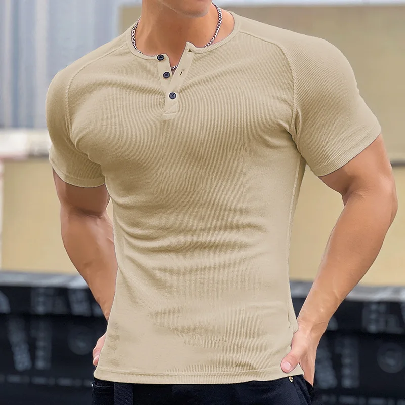 Men's Summer Quick Dry Tight Short Sleeve T-Shirt Gym Fitness Muscle Bodybuilding Training Slim Fit Casual Sports Tops Male