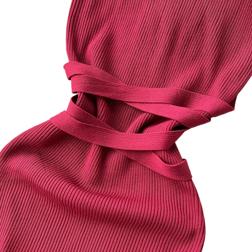 Women's Green Halter Neck Crisscross Bandage Sundress Stretchy Ribbed Knit Bodycon Mini Dress Party Clubwear Dress Outfits
