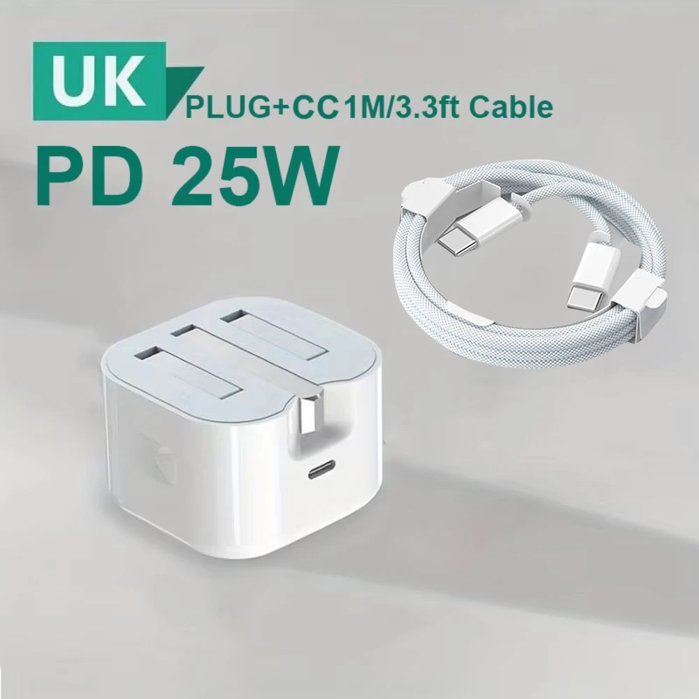 British Standard Charger USB C For iPhone 15 14 13 Pro Quick Charge PD 25W Fast Charging Travel Wall Charger Power Adapter