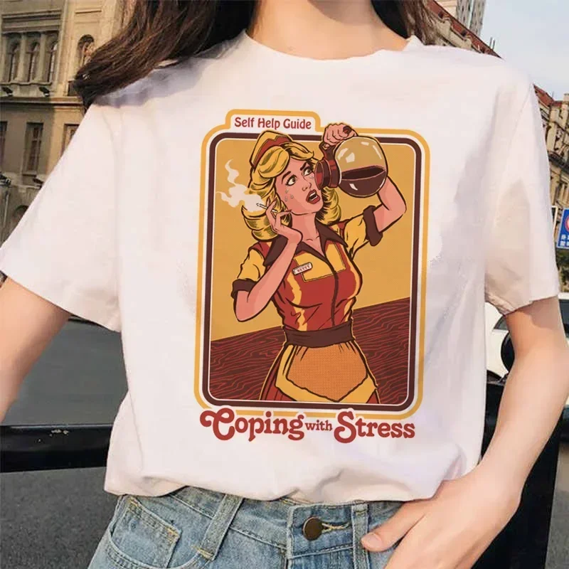 Lets Summon Demons Aesthetics T Shirt Women Summer Casual Harajuku Cartoon Print Satan Short Sleeve Tops Camiseta Mujer