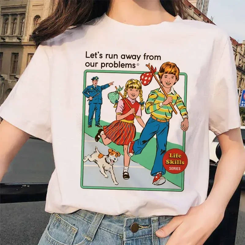 Lets Summon Demons Aesthetics T Shirt Women Summer Casual Harajuku Cartoon Print Satan Short Sleeve Tops Camiseta Mujer