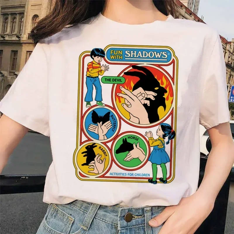 Lets Summon Demons Aesthetics T Shirt Women Summer Casual Harajuku Cartoon Print Satan Short Sleeve Tops Camiseta Mujer