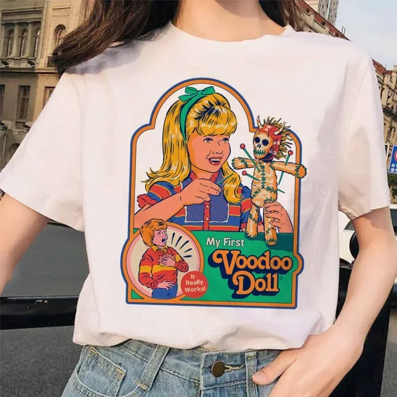 Lets Summon Demons Aesthetics T Shirt Women Summer Casual Harajuku Cartoon Print Satan Short Sleeve Tops Camiseta Mujer