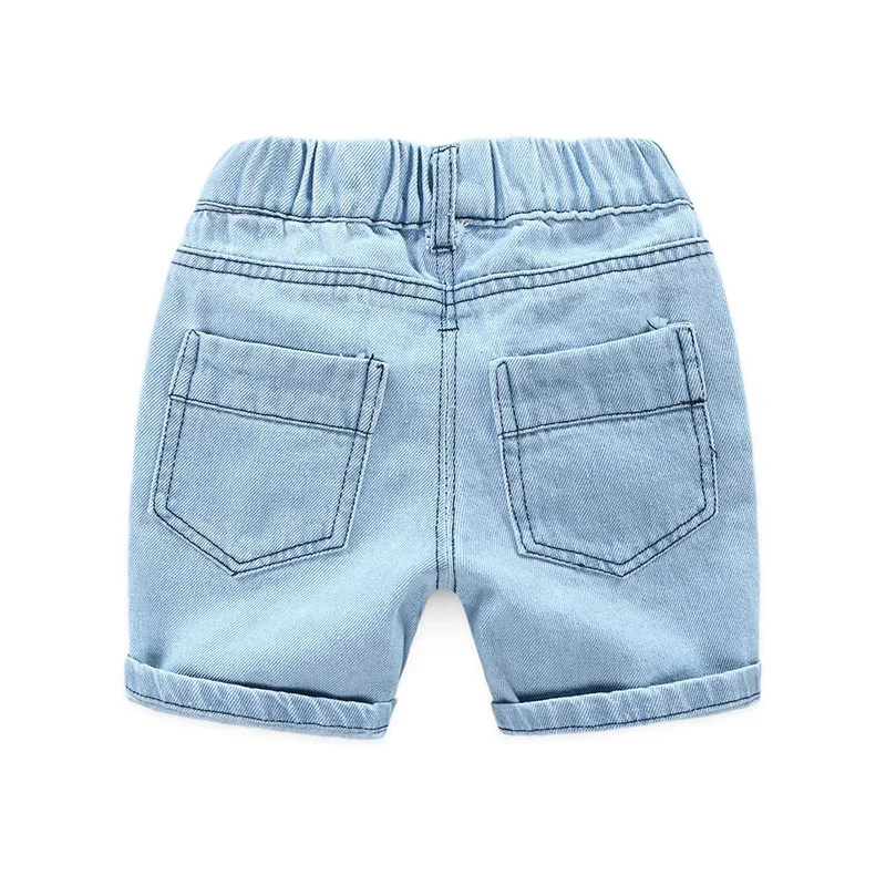 2-8Y Boys Shorts Summer Children Torn Jeans Casual Kids Knee Length Denim Pants Baby Solid Color Shorts Infant Fashion Clothing