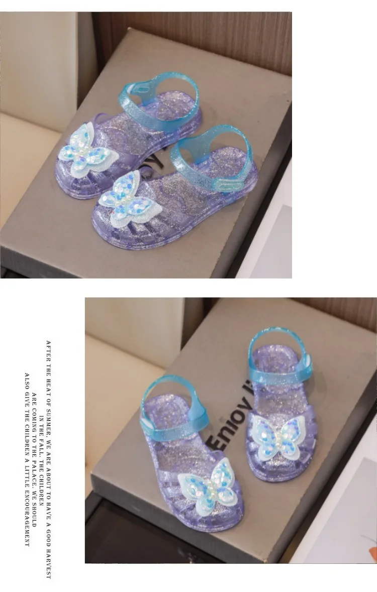 New summer kids baby princess Roman shoes girls beach sandals crystal jelly shoes sandals glitter butterfly children's sandals