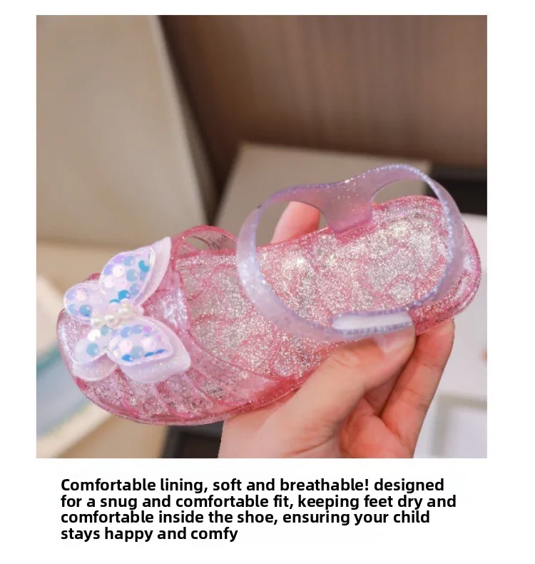 New summer kids baby princess Roman shoes girls beach sandals crystal jelly shoes sandals glitter butterfly children's sandals