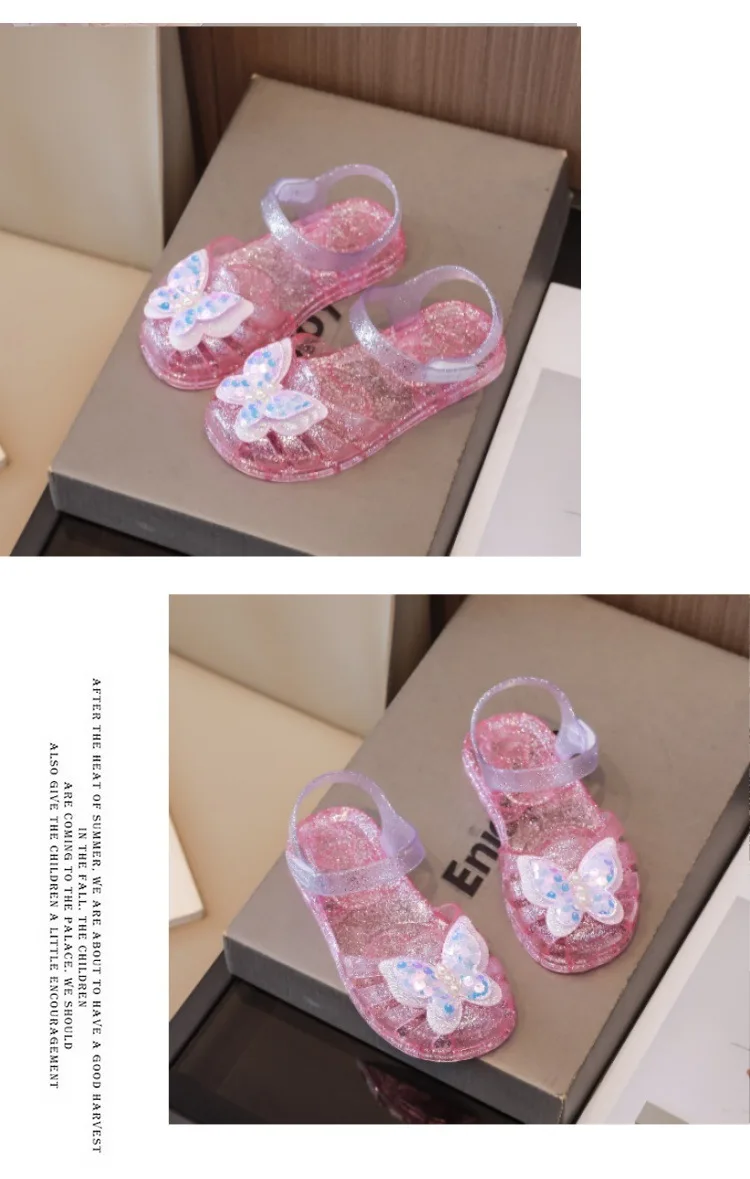 New summer kids baby princess Roman shoes girls beach sandals crystal jelly shoes sandals glitter butterfly children's sandals