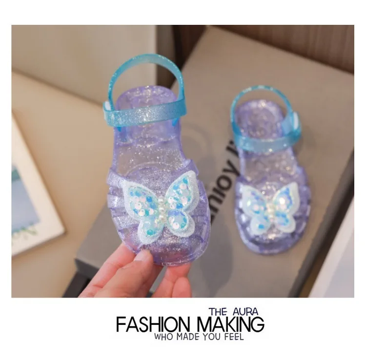 New summer kids baby princess Roman shoes girls beach sandals crystal jelly shoes sandals glitter butterfly children's sandals